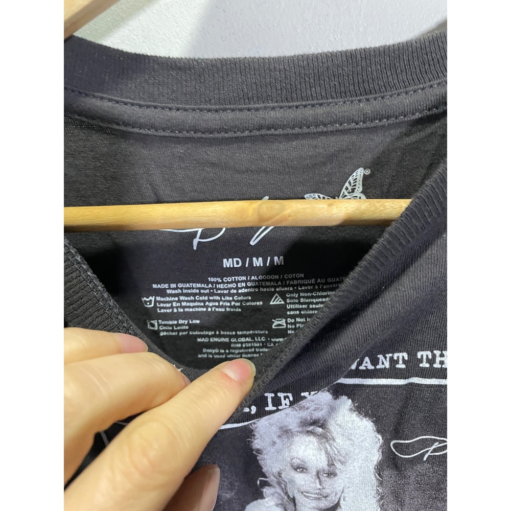 Dolly Parton Graphic T-Shirt‎ Charcoal Gray Rainbow Quote Floral Women Medium - Picture 3 of 4